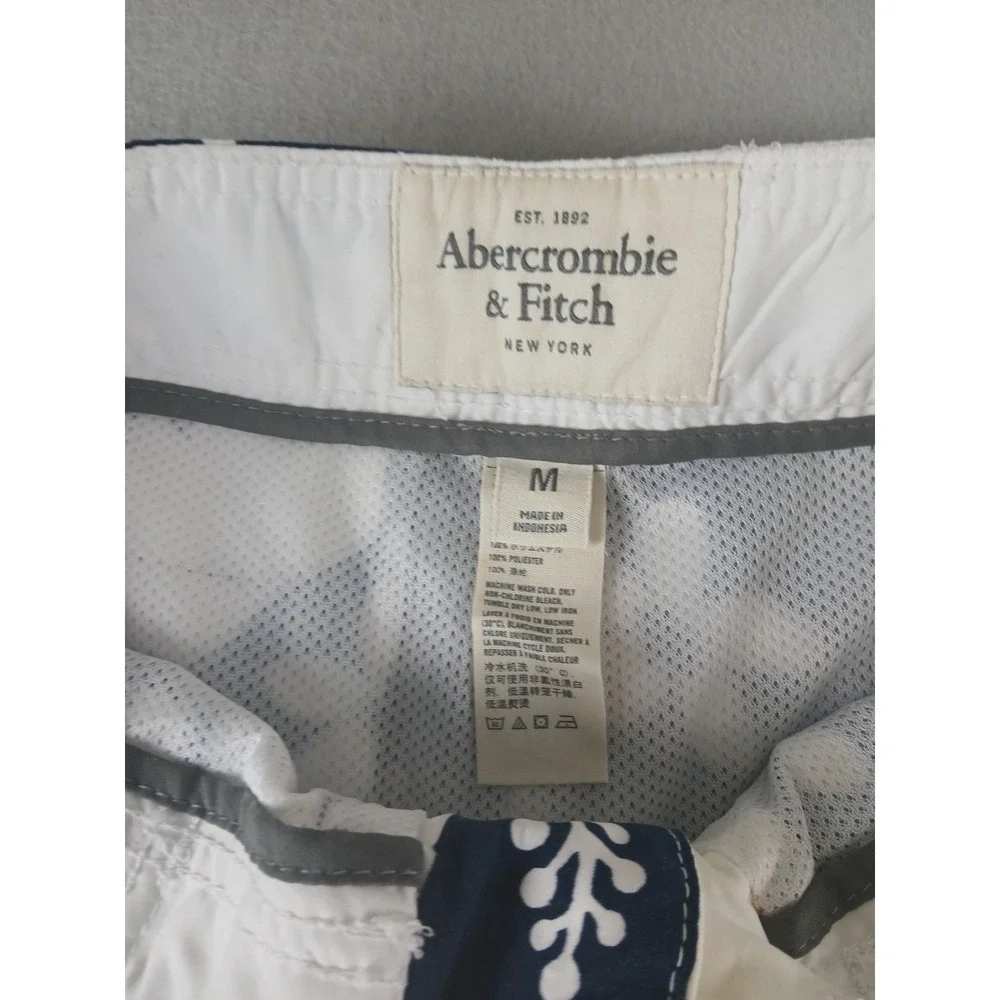 Abercrombie & Fitch Mens Navy Floral Hawaiian Cargo Swim Shorts Size M Rare!!